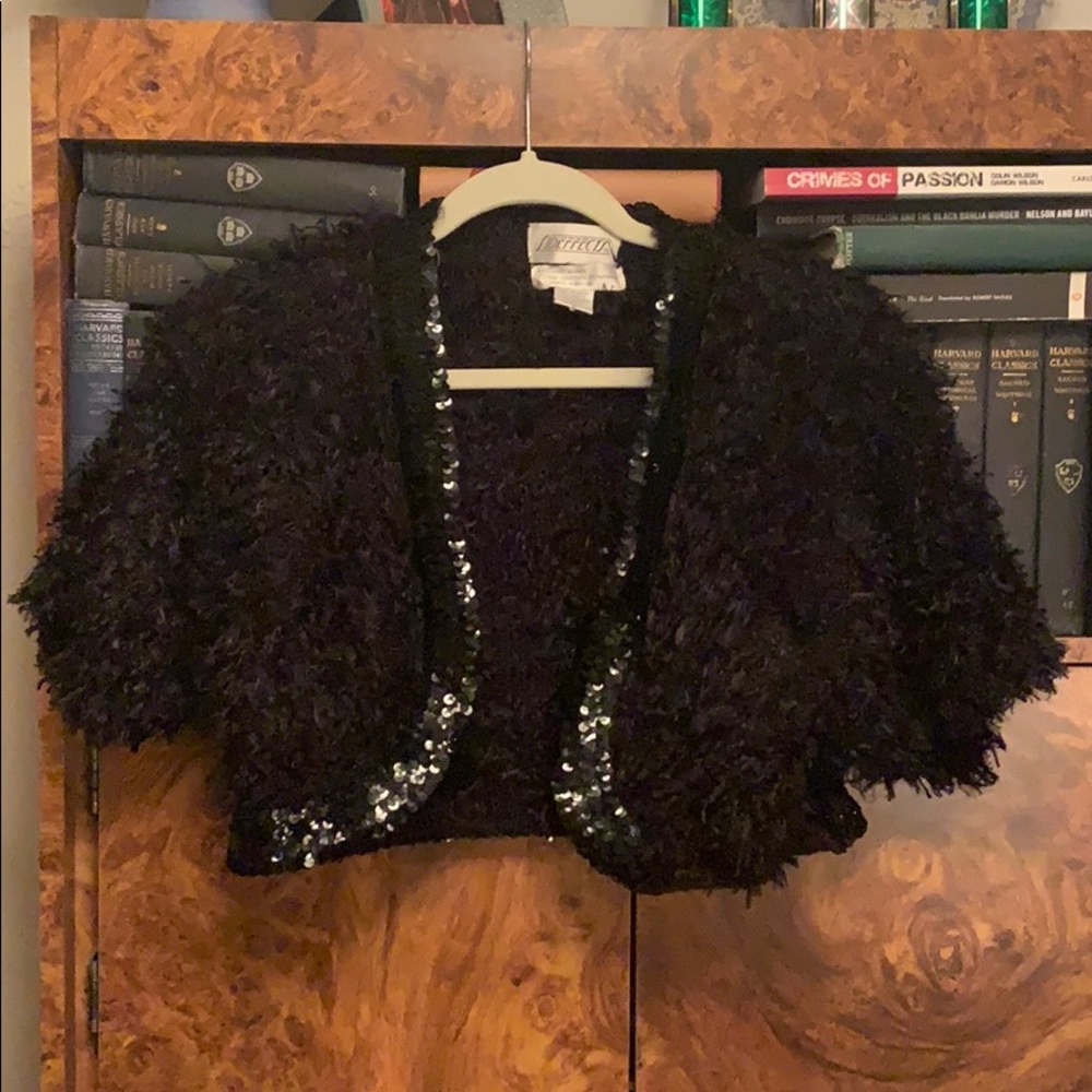 M Retro ‘95 Black Faux Fur and Sequin Bolero